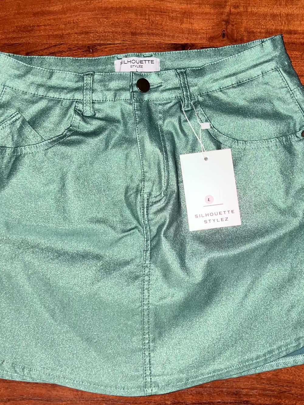 Silhouette Metallic Mint Green Mini Skirt